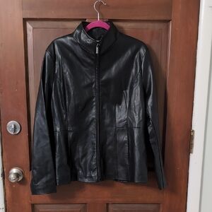 Kenneth Cole womens Exposed Zip Faux Leather Coat XL